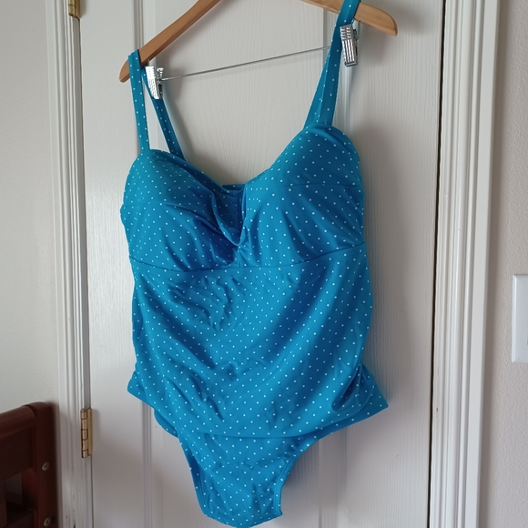 Catalina Blue White Polka Dot Swimwear Size 3X - Picture 5 of 15